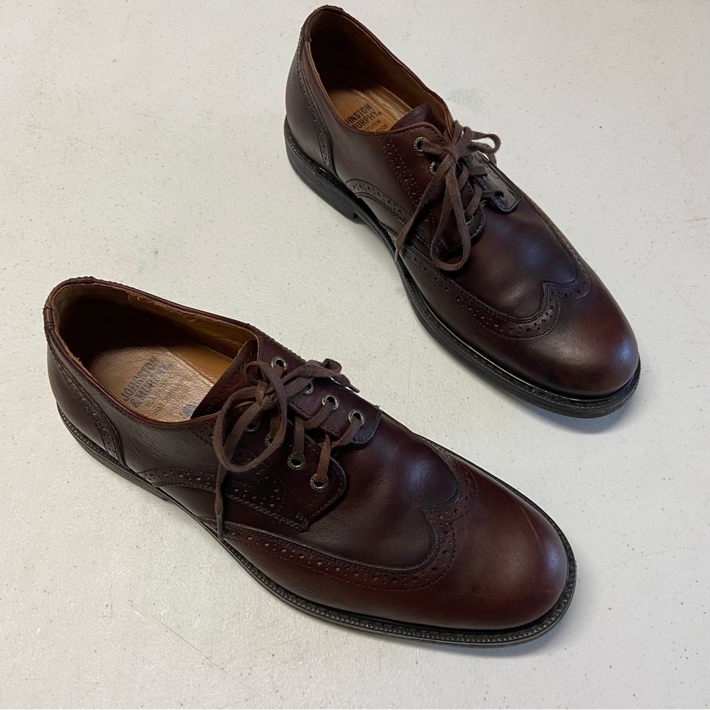 Johnson & Murphy XC4 Mens Sz 8.5 Oxford Shoes Lace-up Sheepskin Brown Dual Width